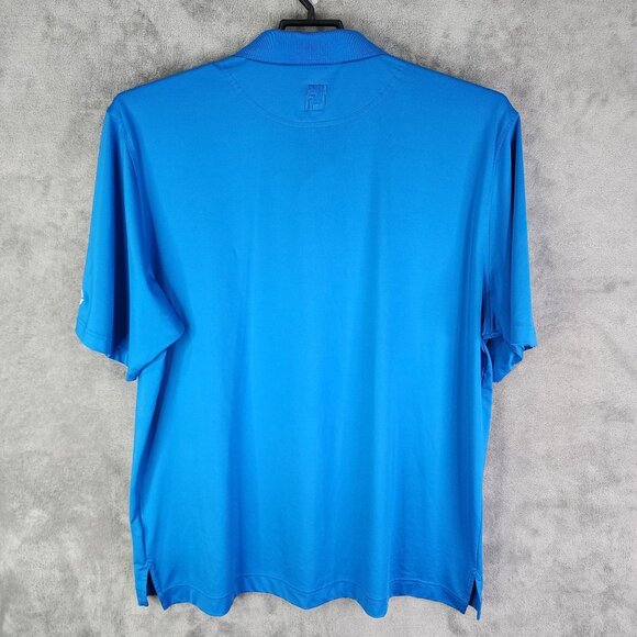Mens Blue FootJoy Golf Polo Shirt Short Sleeve Polyester Stretch Size XL - Picture 6 of 9